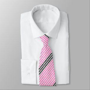 Hot Pink And Black Chevron by Shirley Taylor Tie
