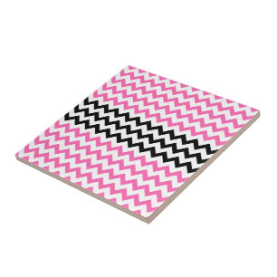 Hot Pink and Black Chevron by Shirley Taylor Tile