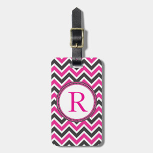 Hot Pink and Black Chevrons Luggage Tag
