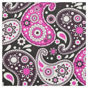 Hot Pink and Black Chic Modern Cowgirl Fabric