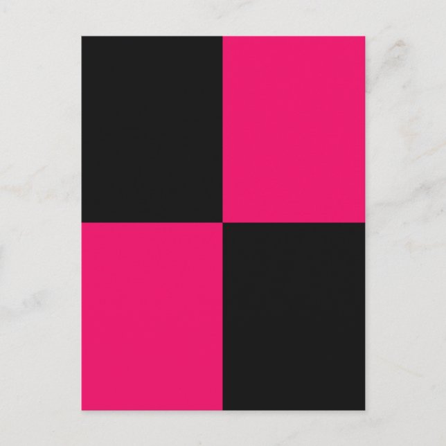 Hot Pink and Black Colour Blocks  Postcard (Front)
