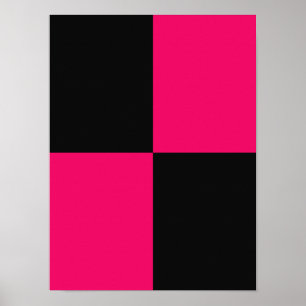 Hot Pink and Black Colour Blocks Poster