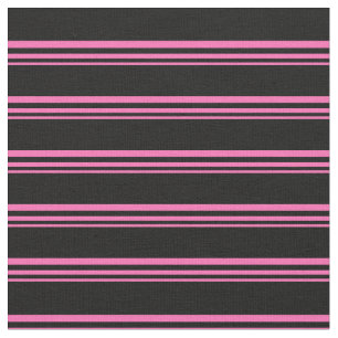 Hot Pink and Black Coloured Striped/Lined Pattern Fabric
