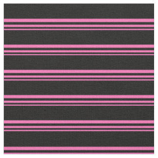Hot Pink and Black Coloured Striped/Lined Pattern Fabric