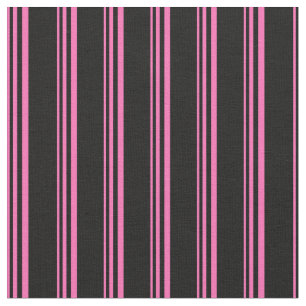 Hot Pink and Black Coloured Stripes Pattern Fabric