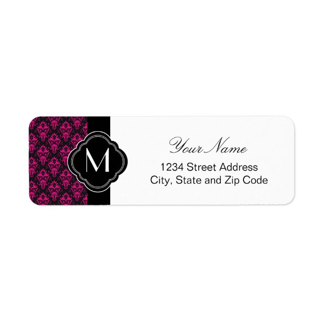 Hot Pink and Black Damask Pattern (Front)