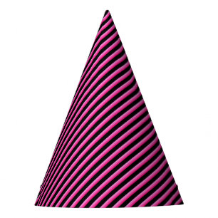 Hot Pink and Black Diagonal Striped Party Hat