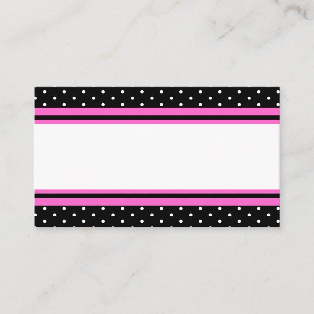 Hot Pink and Black Dinner Party Name Place Cards (Front)