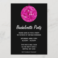 Hot Pink and Black Disco Ball Bachelorette Party