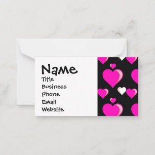 Hot Pink and Black Hearts Valentine's Day Love Note Card