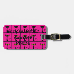 Hot Pink and Black Kitty Cats Collage Luggage Tag