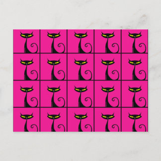 Hot Pink and Black Kitty Cats Collage Postcard