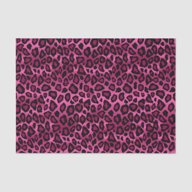 Hot Pink and Black Leopard Animal Print Tissue Paper (Front)