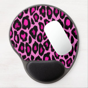 Hot Pink and Black Leopard Print Gel Mouse Mat
