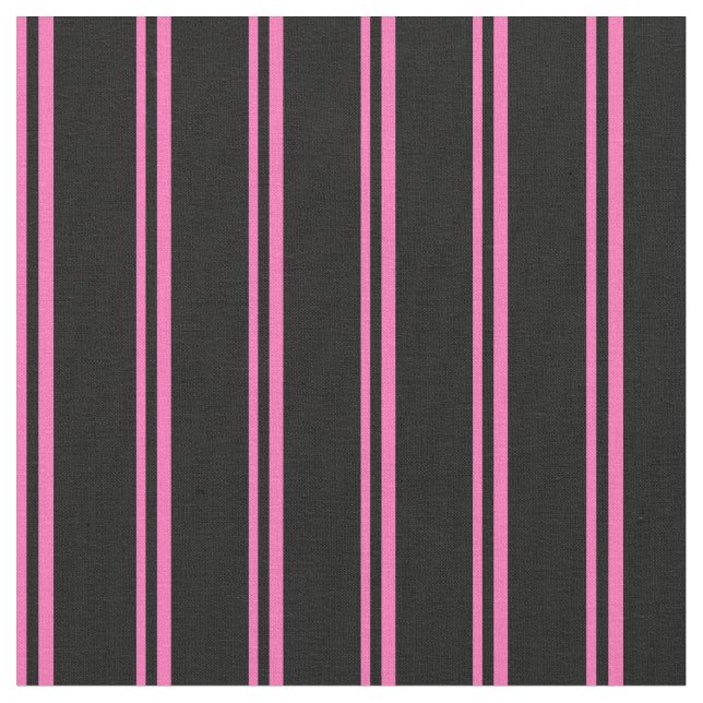 Hot Pink and Black Lines/Stripes Pattern Fabric (Close Up)