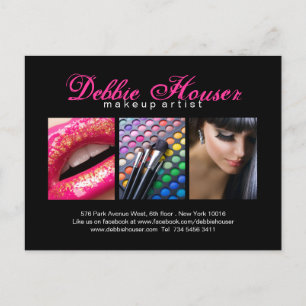 Hot Pink and Black Monogram Makeup Comp Card