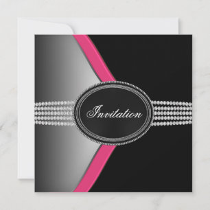 Hot Pink and Black Party Invitation