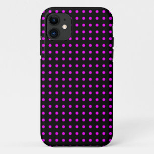 Hot Pink and Black Polka Dot Pattern iPhone 11 Case
