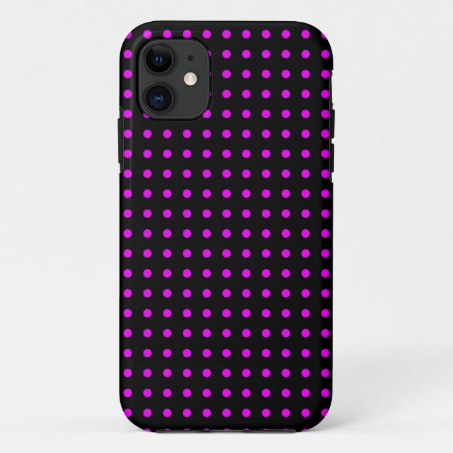 Hot Pink and Black Polka Dot Pattern Case-Mate iPhone Case (Back)