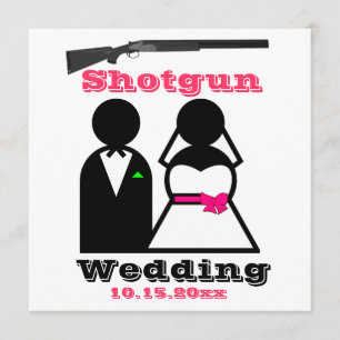 Hot Pink and Black Shotgun Wedding Invitations