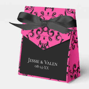 Hot Pink and Black Swirl Gothic Wedding Favour Box