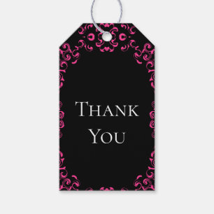 Hot Pink and Black Swirl Gothic Wedding Gift Tags