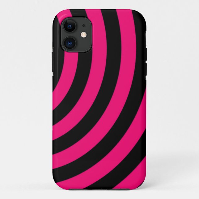 Hot Pink and Black Swirly Stipes Case-Mate iPhone Case (Back)