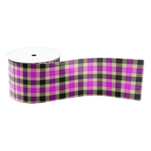 Hot Pink and Black Tartan Plaid Ribbon Grosgrain Ribbon