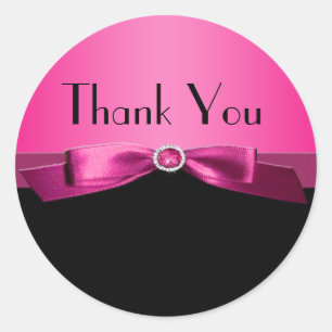 Hot PInk and Black Thank You Sticker