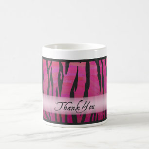 Hot Pink and Black Tiger Stripe Thank You Coffee Mug