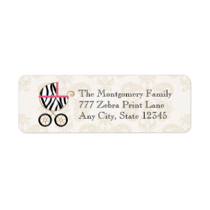 Hot Pink and Black Zebra Print Baby Carriage