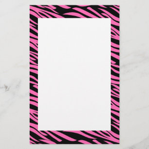 Hot Pink and Black Zebra Print Stationery