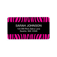 Hot Pink and Black Zebra Return Address Label
