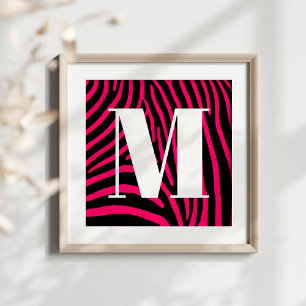Hot Pink and Black Zebra Stripe Poster