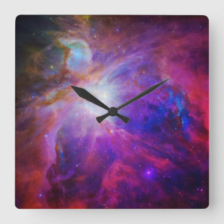 Hot Pink and Blue Celestial Art Orion Nebula Photo Square Wall Clock