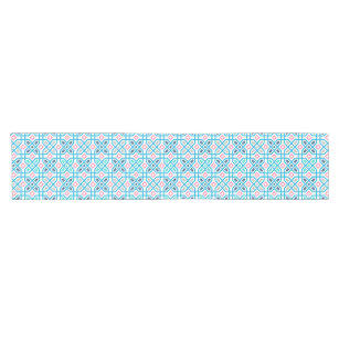 Hot pink and blue geometric pattern short table runner