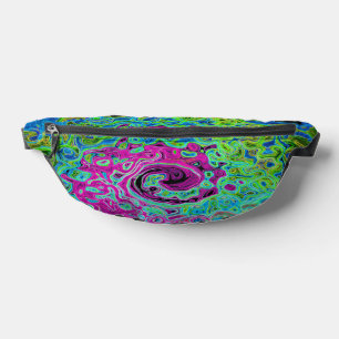 Hot Pink and Blue Groovy Abstract Retro Swirl Bum Bags