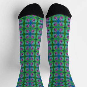 Hot Pink and Blue Groovy Abstract Retro Swirl Socks