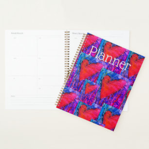 Hot Pink and Blue Multiple Hearts Planner