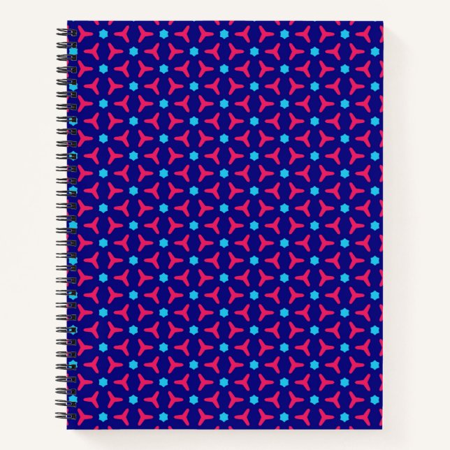 Hot Pink and Blue Pattern Notebook (Front)