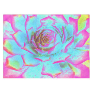 Hot Pink and Blue Succulent Sedum Rosette Tablecloth
