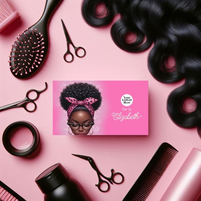 Hot-Pink and Blush Afro Hair Salon Branding Business Card (Hot-Pink and Blush Afro Hair Salon Branding Business Card)