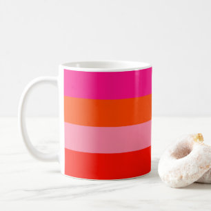 Hot Pink and Bright Orange Stripes  Coffee Mug