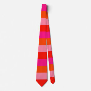 Hot Pink and Bright Orange Stripes Tie