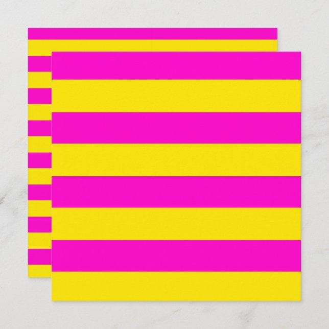Hot Pink And Canary Yellow Stripes Card (Front/Back)