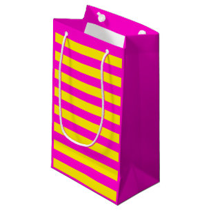 Hot Pink And Canary Yellow Stripes Small Gift Bag