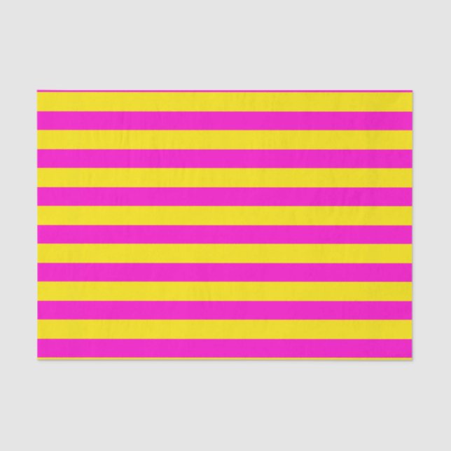 Hot Pink And Canary Yellow Stripes Tissue Paper (Front)