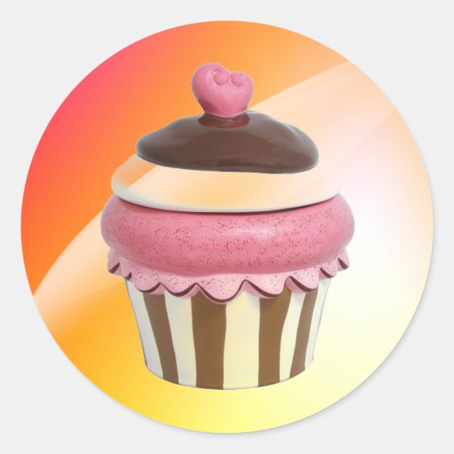 Hot pink and chocolate cupcake stickers (Front)