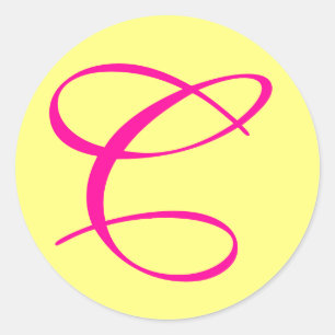 HOT PINK AND CREAM C STICKER SEAL