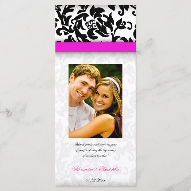 Hot Pink and Damask Delight Wedding Program Programme (Front)